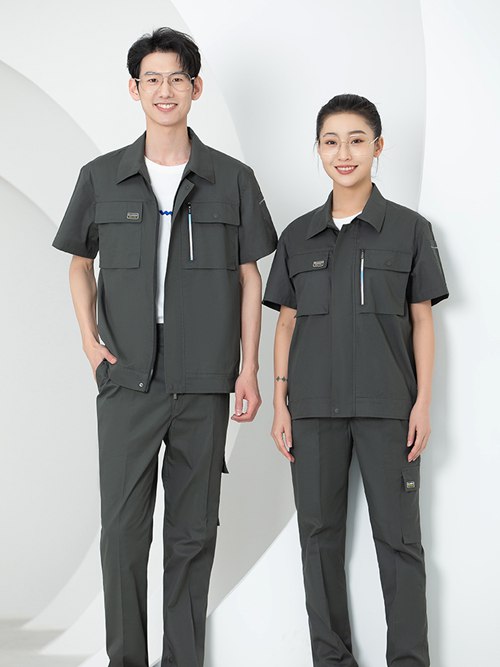 炫彩高密斜短袖工作服